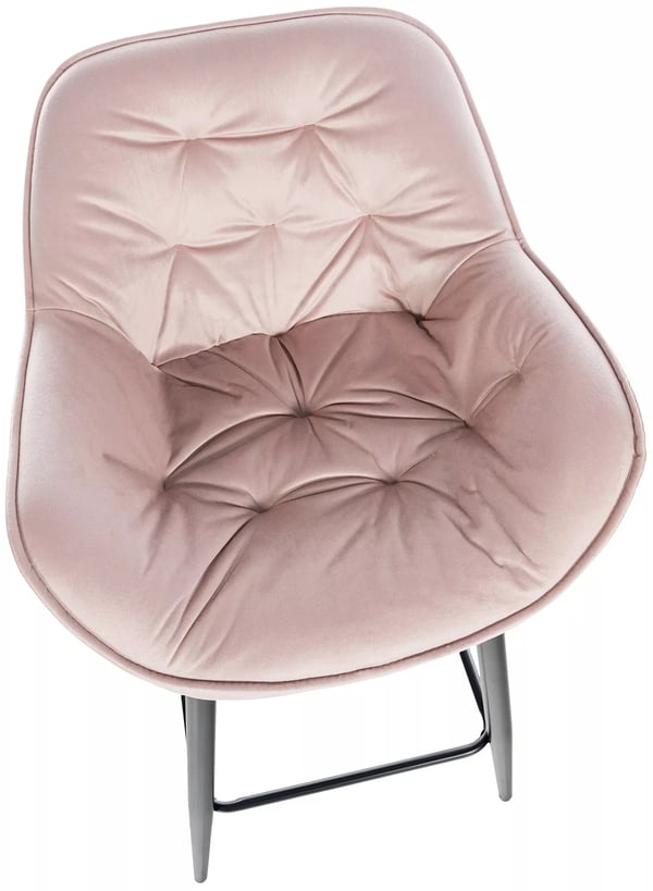 Pink fløjl Gibson barstol med metalramme, 76 cm sædehøjde