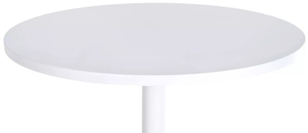 Rundt barbord - 60 cm diameter, hvid træplade, krom metalfod