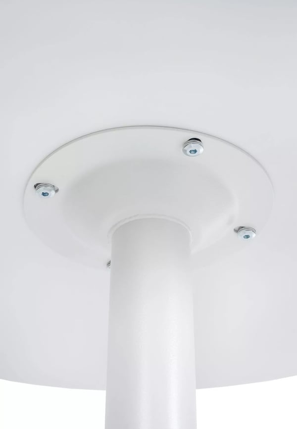 Rundt barbord - 60 cm diameter, hvid træplade, krom metalfod