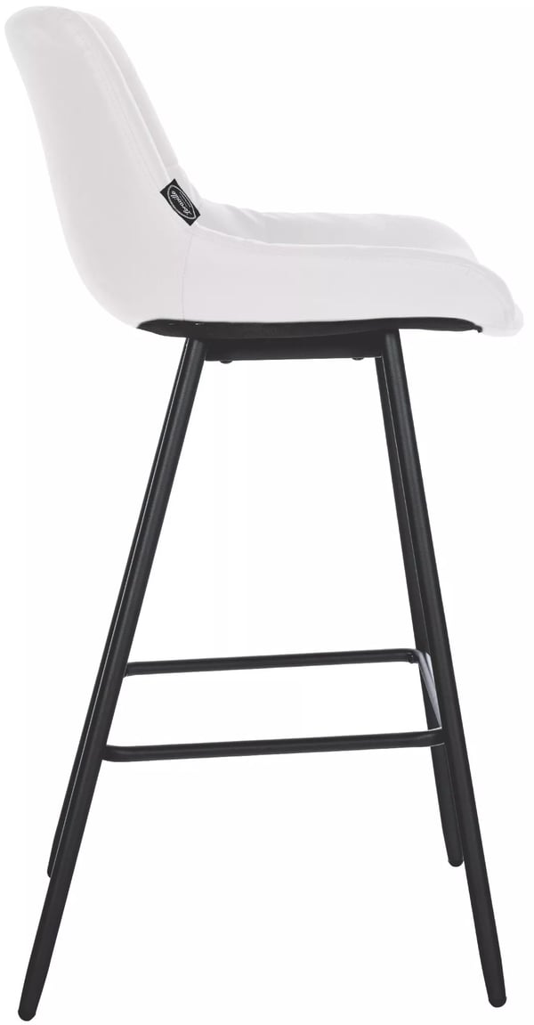 Weston Barstol i Konstläder, Vit, Metallram, Ergonomiskt Ryggstöd, 74 cm Sitthöjd, 135 kg Lastkapacitet