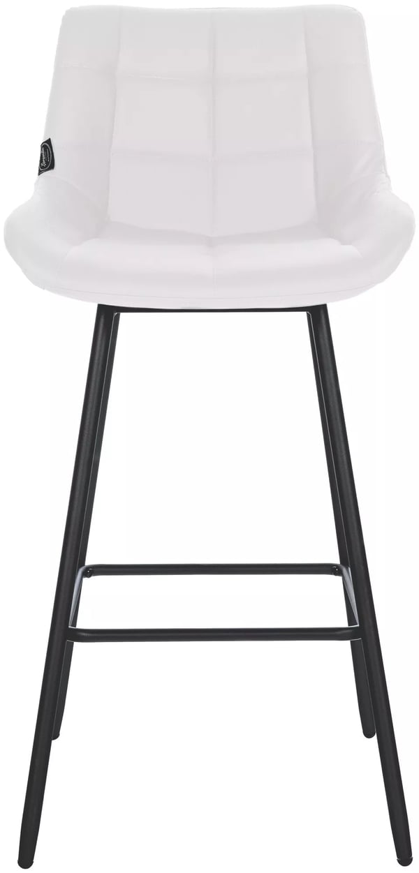 Weston Barstol i Konstläder, Vit, Metallram, Ergonomiskt Ryggstöd, 74 cm Sitthöjd, 135 kg Lastkapacitet