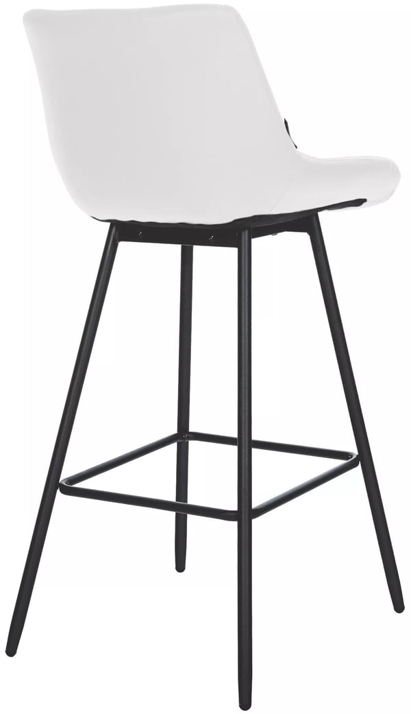 Weston Barstol i Konstläder, Vit, Metallram, Ergonomiskt Ryggstöd, 74 cm Sitthöjd, 135 kg Lastkapacitet