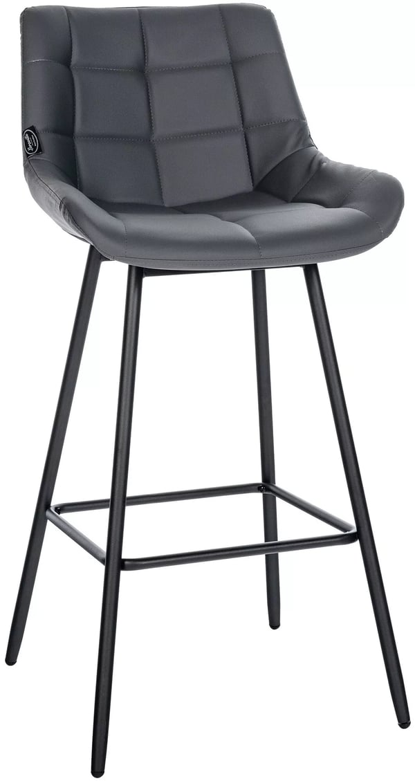 Weston Grå Barstol i Konstläder med Metallram - 74cm Sitthöjd