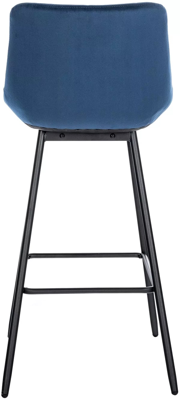 Weston Fløjls Barstol - Blå, Metalstel, 74cm Sædehøjde