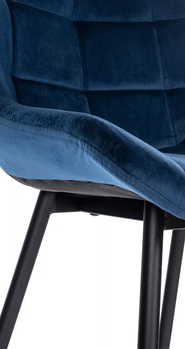 Weston Fløjls Barstol - Blå, Metalstel, 74cm Sædehøjde