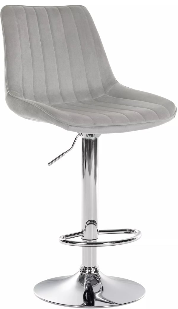 Toni Grå Sammet Barstol med Metallram och Kromlook Finish
