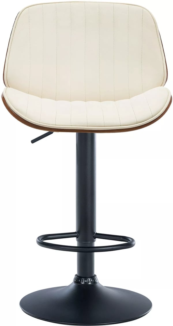 Nova Barstol Valnød/Creme Imiteret Læder (PVC) med Metalstel, Højdejusterbar, 360° Drejbar