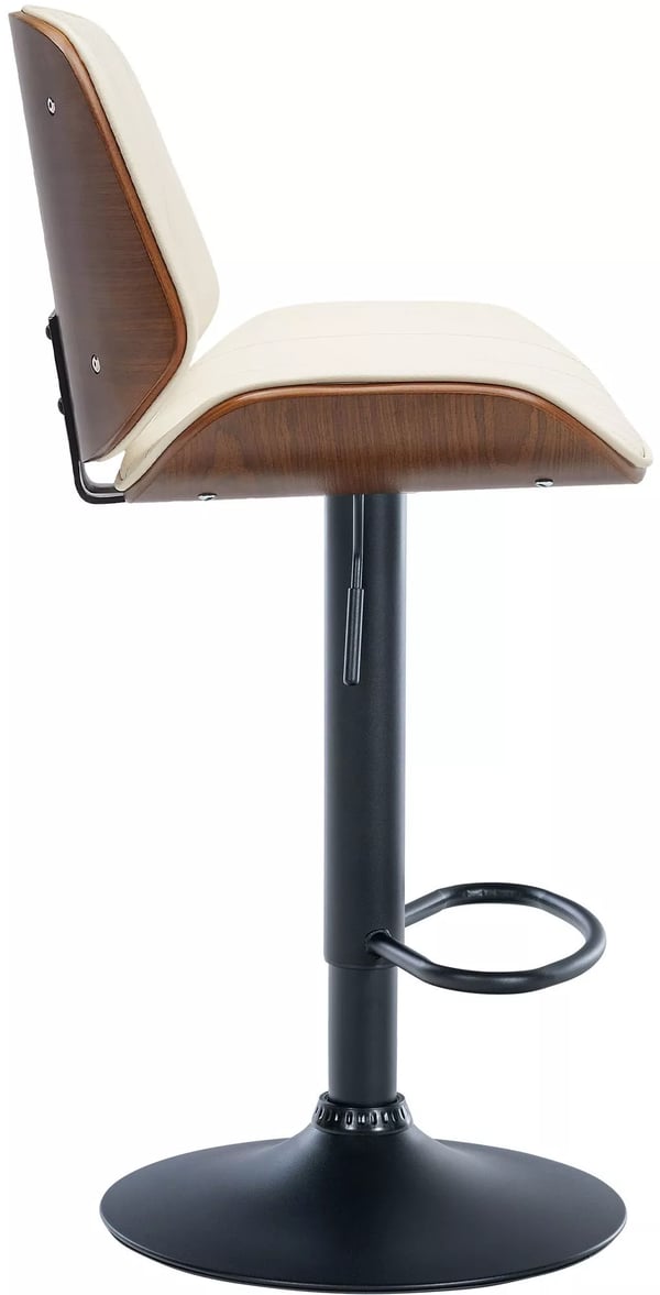 Nova Barstol Valnød/Creme Imiteret Læder (PVC) med Metalstel, Højdejusterbar, 360° Drejbar
