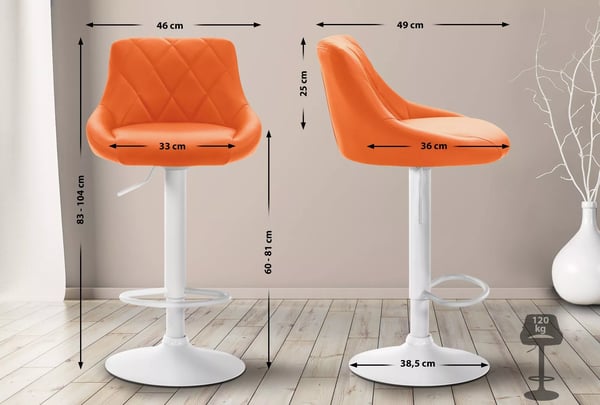 Orange imiteret læder Lazio barstol med metalstel