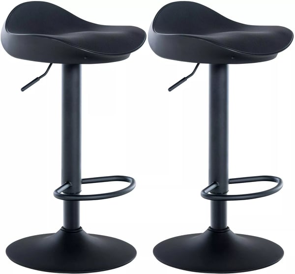 Set med 2 Alisson Barstolar i Konstläder - Svart, Höjdjusterbar, 360 Svängbar, Metallbas