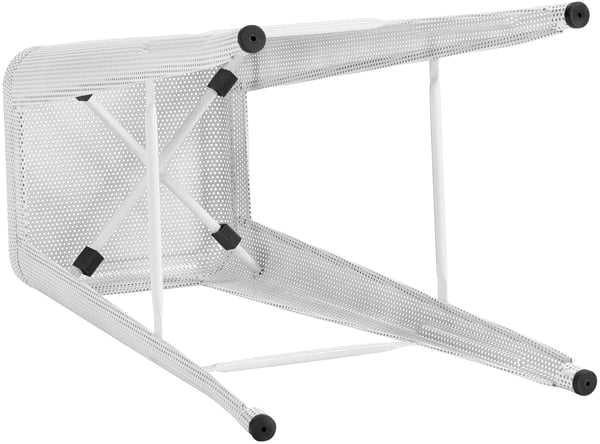 Fletcher Hvid Metal Barstol med Perforeret Ramme og Fodstøtte - Industrielt Design, Stabelbar, 77 cm Sædehøjde, 120 kg Kapacitet