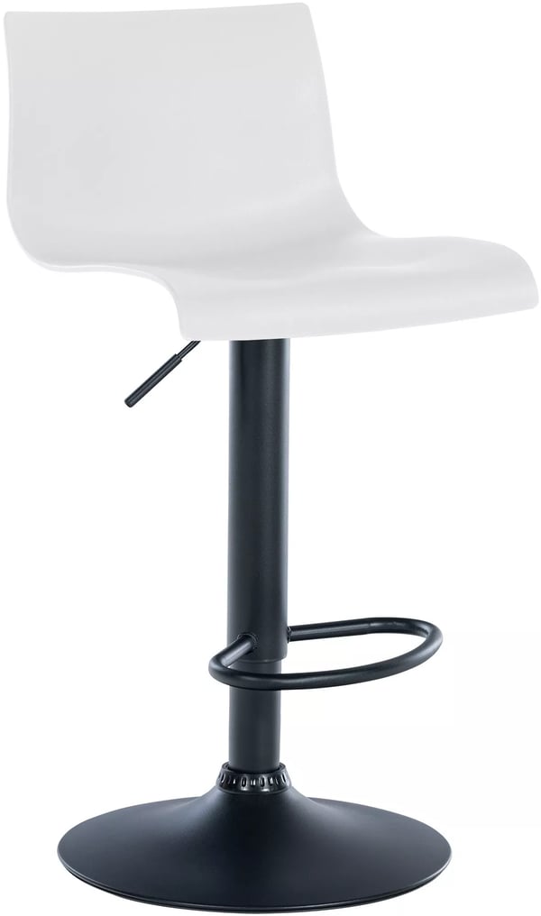 Branford Modern Justerbar Barstol - Vit Plast sits med Matt Svart Metallram