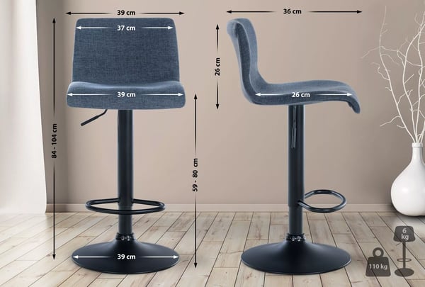 STOLLE BARBLU SÄÄDETTÄVÄ KANKAALLA, MATTAMUSTA METALLIRUNGON KORKEUS 84-104CM LEVEYS 39CM DEPTH 36CM