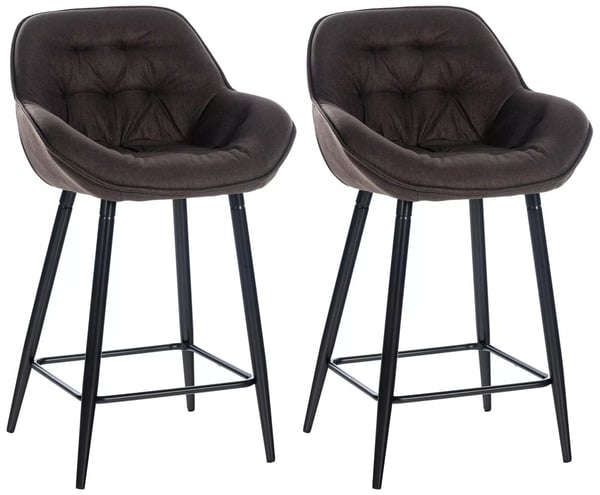 Set med 2 Gibson bruna barstolar i tyg med matt svart metallram
