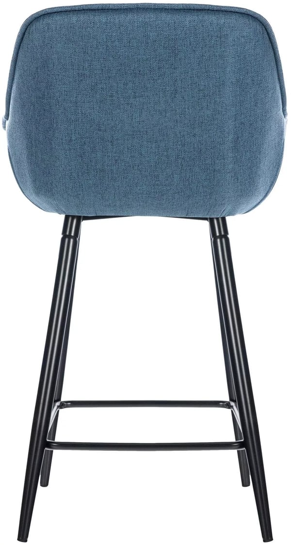 Sæt med 2 Gibson Blå Stof Barstole med Mat Sort Metalstel