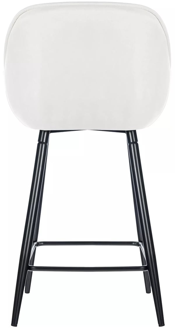Sæt med 2 cremehvide fløjlsbarstole med matsort metalramme og 76 cm sædehøjde