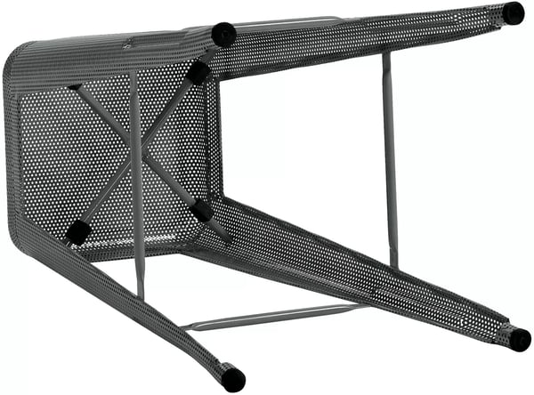 Industriel grå metal barstol med fodstøtte, stabelbar, 77 cm sædehøjde
