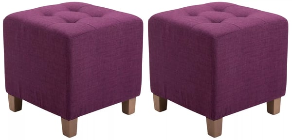 Farao Fodskammelsæt med 2, Lilla Stofpolstring med Træramme, Moderne Design