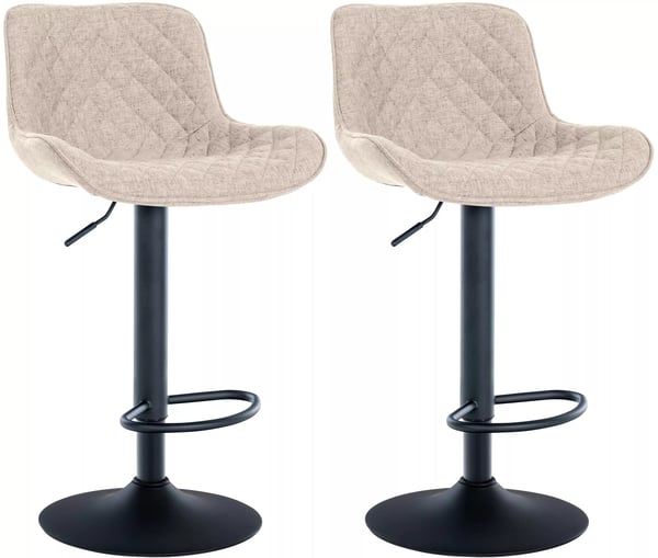 Set med 2 Minosa Barstolar i Tyg med Metallram - Taupe