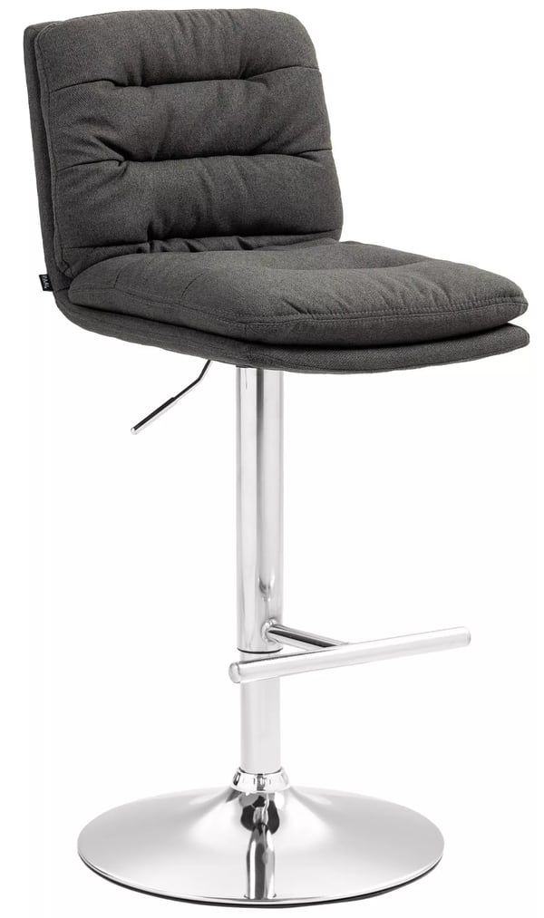 Damar Mörkgrå Barstol i Tyg med Metallram, Justerbar Höjd & Svängbar - Modern Design