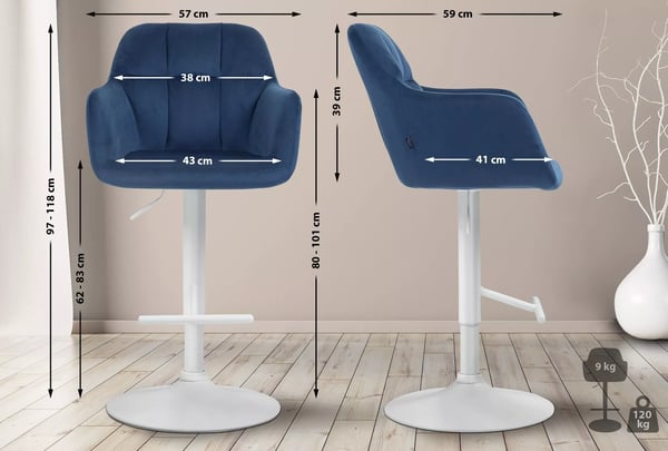 Natoma Sammet Barstol Vit