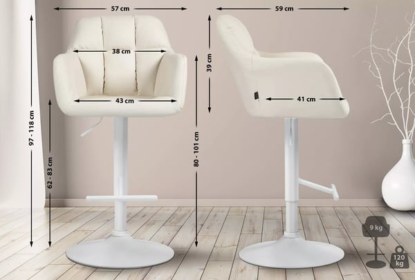 CLP Natoma Barstol - Kunstlæder - Creme