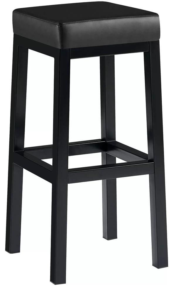 Taylor Barstol - 83 cm sitthöjd, svart konstlädersits, matt svart metallram