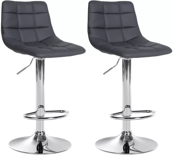 Set med 2 Jerry Grå Barstolar i Konstläder med Metallram