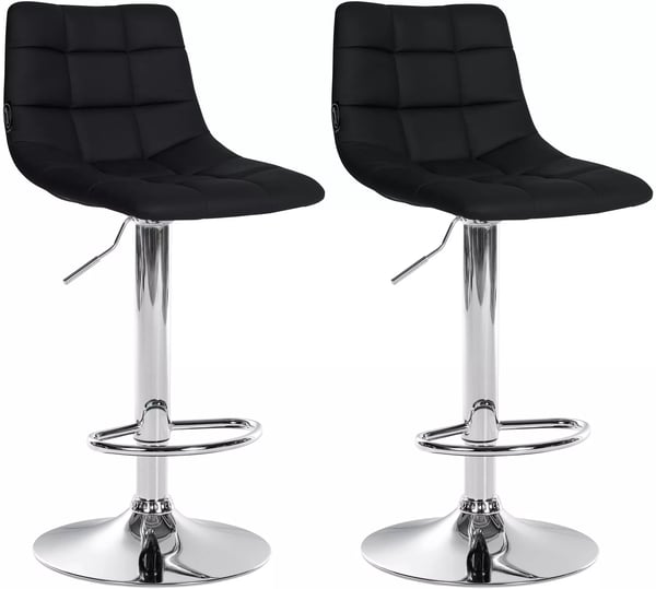 Set med 2 Jerry Barstolar, Svart Konstläder, Metallram
