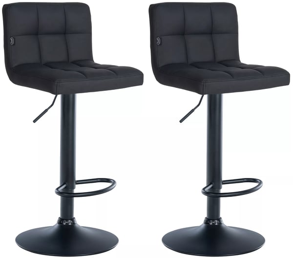 Set med 2 Feni svarta barstolar i konstläder med metallbas