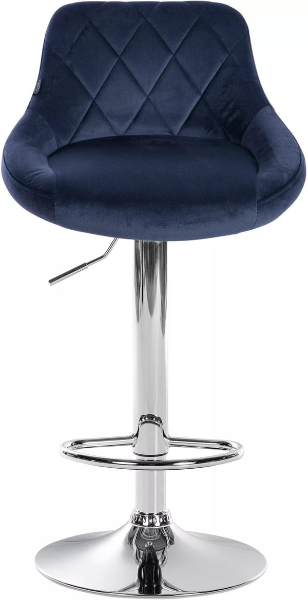 Sæt med 2 blå Lazio barstole i velour med metalstel