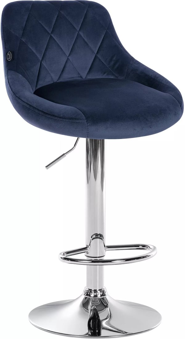 Sæt med 2 blå Lazio barstole i velour med metalstel