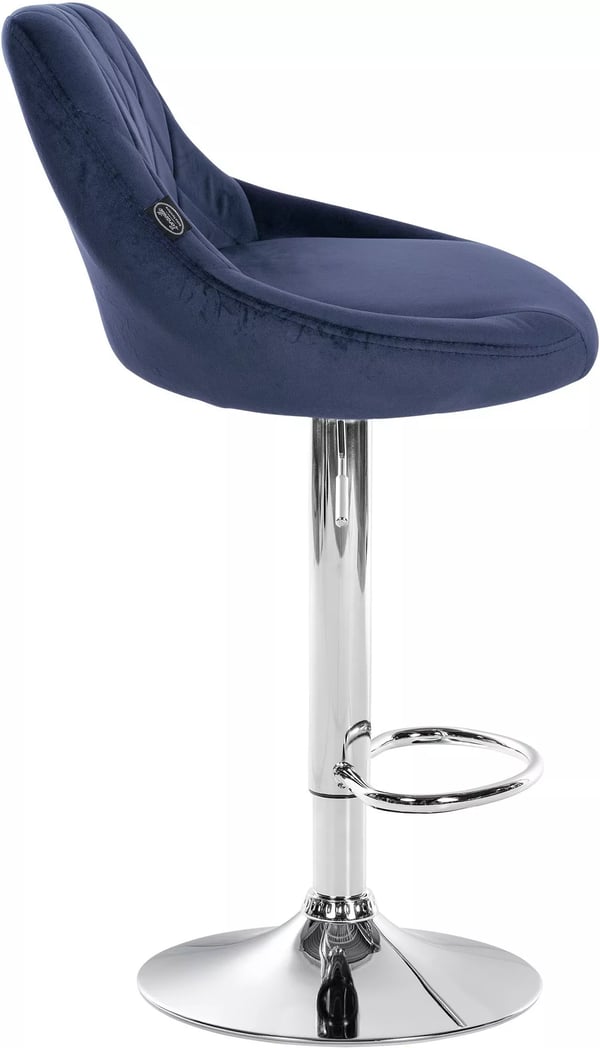 Sæt med 2 blå Lazio barstole i velour med metalstel