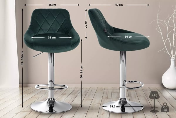 Tummansiniset samettiset baarituolit metallirungolla, 2 kpl