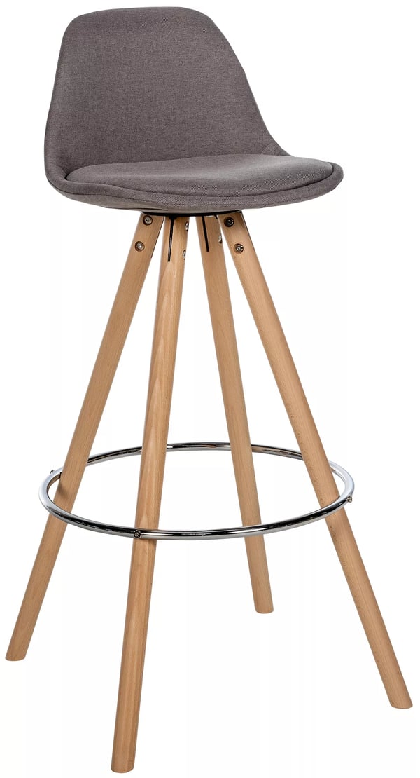 Corbin Taupe Tygklädd Rund Barstol med Träram, 77cm Sitthöjd