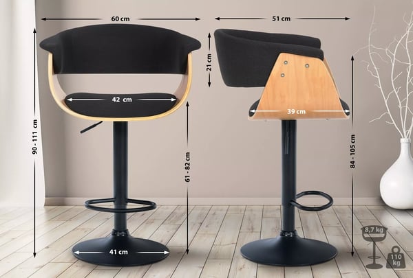 Sæt med 2 Vestal Barstole Stof
