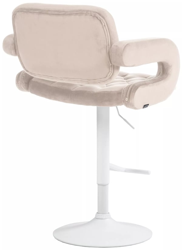 Dublin Barstol Creme Fløjl, Justerbar Højde, Ergonomisk Design med Ryglæn & Fodstøtte, Maks. Belastning 120 kg