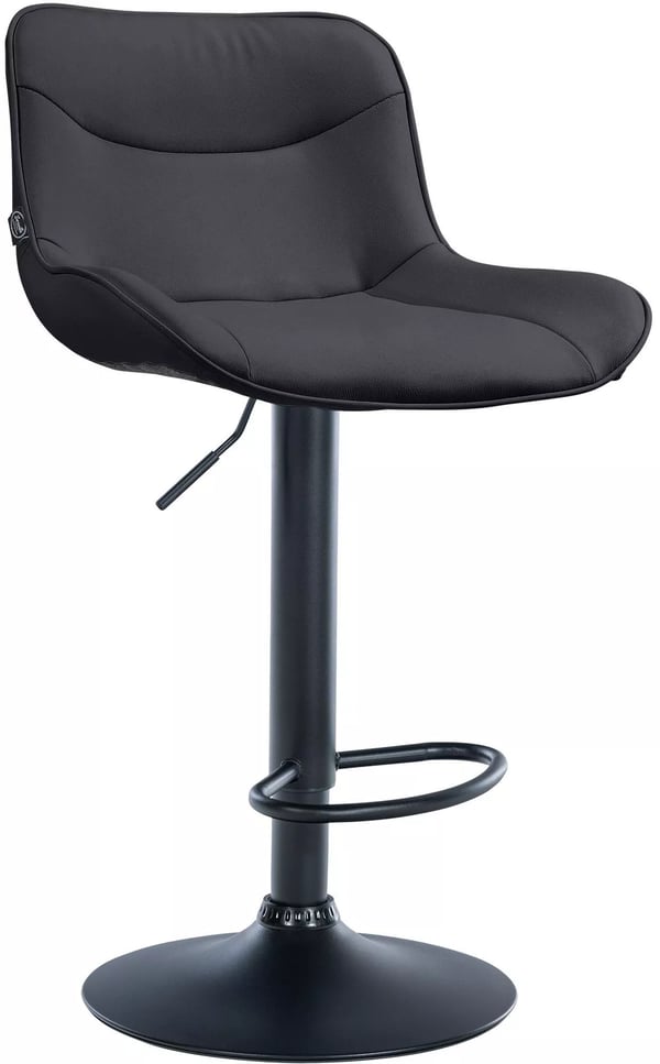 Vonore Justerbar Höjd Barstol i Konstläder med Metallbas, Svart, 49x51x85-106cm