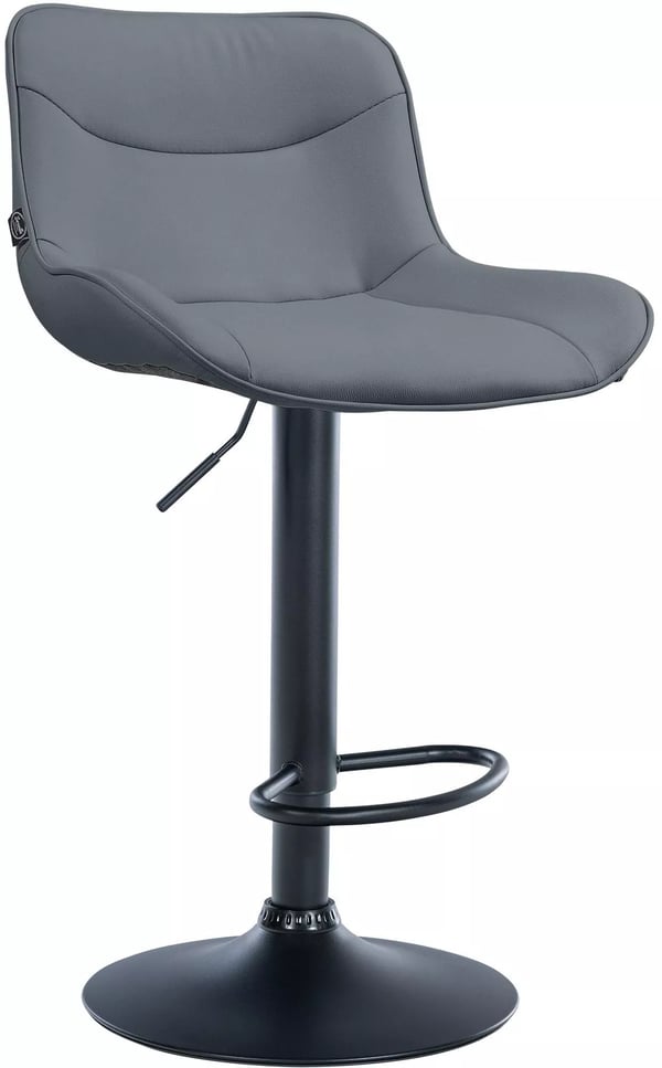 Vonore Barstol i konstläder, grå, metallställ, höjdjusterbar, svängbar, vadderad sits, lätt att rengöra