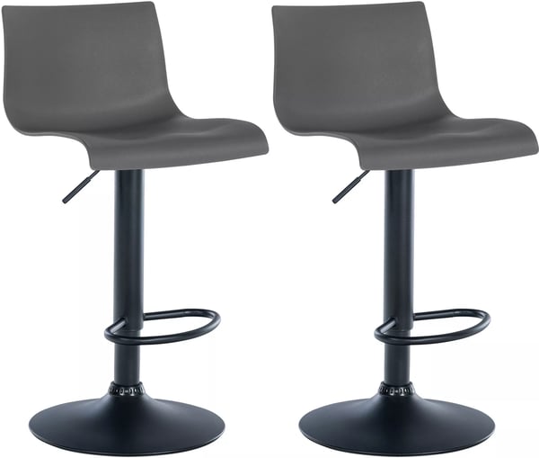 Set med 2 Branford Barstolar - Grått Tyg, Metallställ, 360 Svängbar & Höjdjusterbar