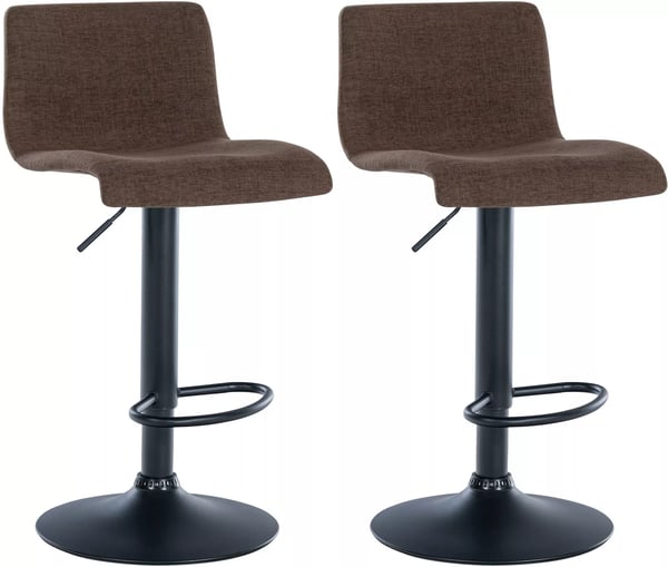 Set med 2 Branford Bruna Barstolar i Tyg med Metallram, Justerbar Höjd och Svängbar Sits