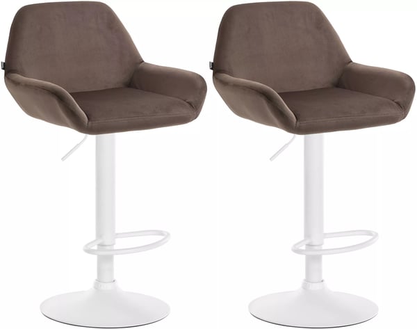 Set med 2 Braga bruna barstolar i sammet med metallram, justerbar höjd, 360° svängbar
