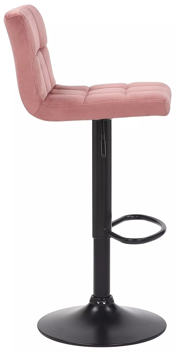 Set med 4 rosa barstolar i sammet med matt svart metallbas - justerbar höjd och svängbar