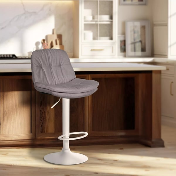 Laurel Grå Stof Barstol - Justerbar, Drejelig med Fodstøtte, Moderne Design