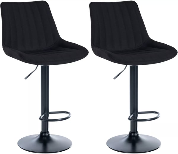 Set med 2 Toni Barstolar i Svart Tyg med Metallram och Justerbar Höjd