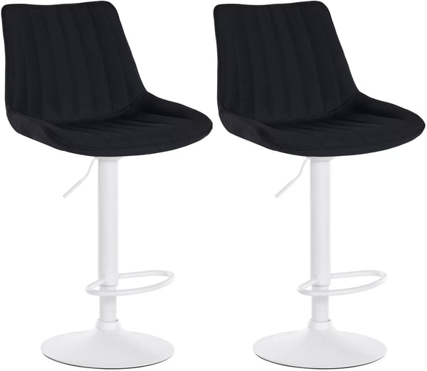 Set med 2 Toni Barstolar i Tyg - Svart Tyg, Metallram, Justerbar Höjd, Svängbar