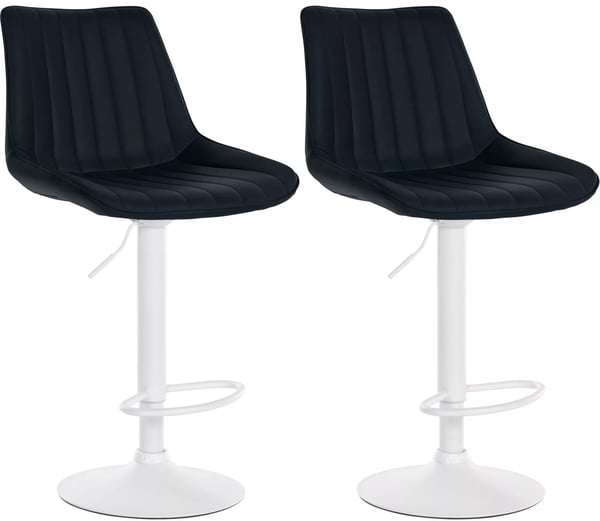 Set med 2 Toni Barstolar i Konstläder med Svart Metallram, Justerbar Höjd, 360° Svängbar, Konstläder