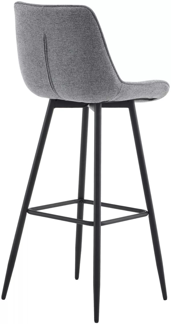 Grå stof barstol med mat sort metalramme