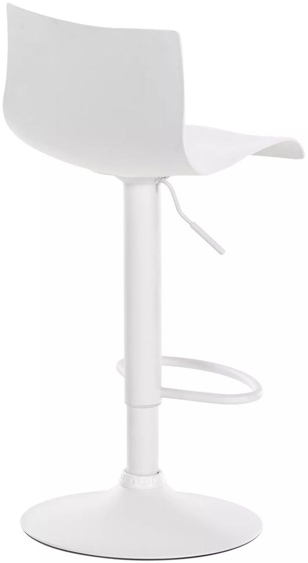 Moderne hvid plastik barstol med krom-look metalramme og fodstøtte