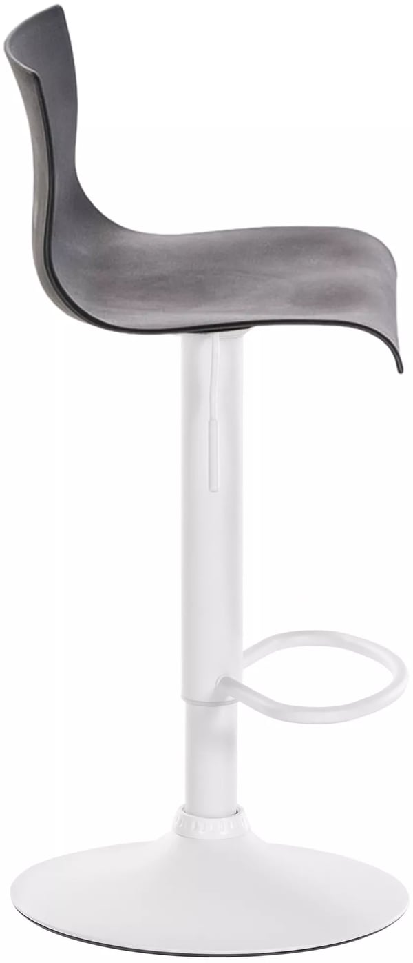 Grå plastik barstol med krom-look metalstel